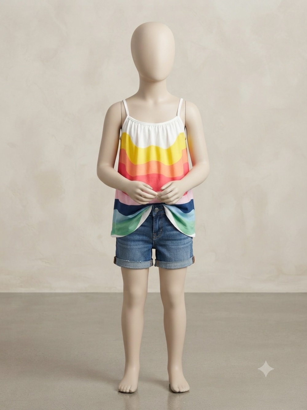 Girls' Rainbow Stripe Tank Top - White Multi size 130 7/8